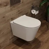 HOROW Tiefspül-WC spülrandlose Hänge WC Toilette, wandhängend, Abgang WC, Set, Schwarz Matt Spülrandlos Wand-WC mit WC-Sitz Absenkautomatik