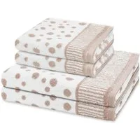 ROSS Handtuch Set Punkte allover, Frottee (Spar-Set, 4-St), 2 X Handtuch 2 X Duschtuch im Set - Baumwolle - Saugstark