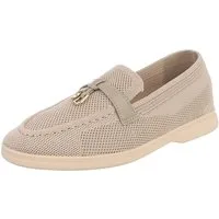 Ital-Design Atmungsaktive Loafers für Damen mit eleganter Schnalle Slipper (91116819) Blockabsatz Mokassins in Hellbraun