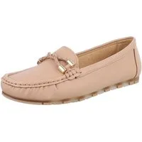 Ital-Design Elegante Mokassins mit geflochtener Schnürung für Damen Slipper (89930172) Flach Mokassins in Hellbraun