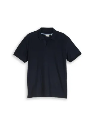Tom Tailor - Poloshirt mit Ottoman-Struktur blau - Gr. - XXXL
