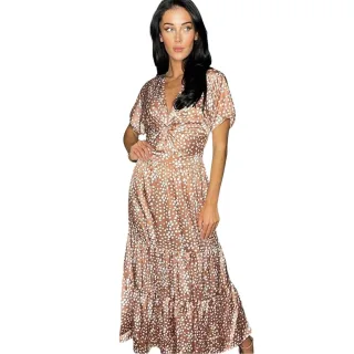 AX Paris - Midikleid für Damen, Front mit Knoten, Weihnachten (Mokka)