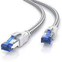 Primewire LAN-Kabel, CAT.8, RJ-45 (Ethernet) (100 cm), Patchkabel CAT 8, Baumwollummantelung, Netzwerkkabel 40 Gbit/s - 1m