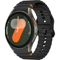 Wigento Smartwatch-Armband Für Samsung Galaxy Watch 7 44 / 40mm Silikon Design Arm Band Schwarz