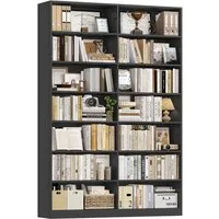 Homfa Bücherregal 212 cm hoch Standregal Bücherschrank Regal, mit 14 Fächern Raumteiler Aufbewahrungsregal 116x28,5x212 cm schwarz