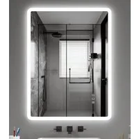 JDONG Badspiegel mit Beleuchtung LED Wandspiegel Durchmesser 80-150cm (Badezimmerspiegel 80*60100*60120*70150*70150*90cm, Touch-Schalter IP44 Bad Spiegel mit licht beleuchtet 3 Lichtfarben), Dimmbar, Memory-Funktion, Spiegelheizung,Antibeschlag