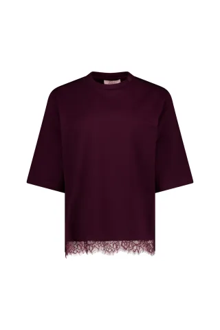 Studio Anneloes - Fiore lace tee aubergine - Gr. - S
