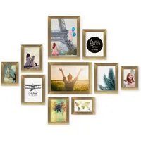 PHOTOLINI Bilderrahmen 10er Set breite Rahmen in verschiedenen Formaten für Einzelbilder, für 10 Bilder (10er Set), MDF Holz, Acrylglas & Zubehör, Formate 10x15 bis A4 / 21x30 cm