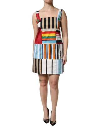 Patchwork gestreiftes Minikleid