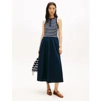 Tommy Hilfiger A-Linien-Kleid GOLD BUTTON POPLIN MIX DRESS Baumwollmischung, mit goldfarbenen Knöpfen