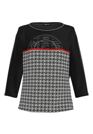 FRANK WALDER - Shirt NOS mit besonderem Design schwarz/ecru/cranberry - Gr. - 40