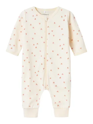 NAME IT - NBFNIGHTSUIT ZIP BUTTERCREAM HEARTS NOOS buttercream - Gr. - 50