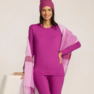 Stretch-THERMASKIN-Oberteil mit Rundhalsausschnitt, Damen,  Schwarz, Elasthan/Polyester-Mischung, by Lands' End