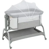 COSTWAY Baby-Reisebett 4 in 1 Beistellbett, 6 fach höhenverstellbar