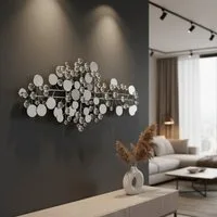 MF Wanddekoobjekt Wandobjekt Silvaris Circle silber abstrakt handgefertigt 95cm (1 St)