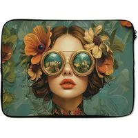 MuchoWow Laptop-Hülle Frau - Blumen - Schmetterlinge - Natur - Vintage 13.3 Zoll, Laptopsleeve, weiches Innenfutter zum Schutz Kratzern, Laptoptasche