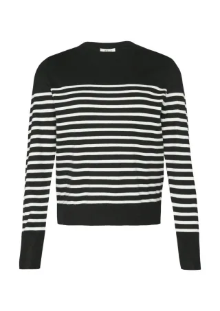 s.Oliver Red Label - Gestreifter Pullover aus Viskosemix schwarz/weiß - Gr. - 34