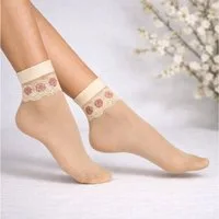 Lycille Feinsocken Transparente Damen Socken mit Spitze & Blumen – Mesh Fashion Socken