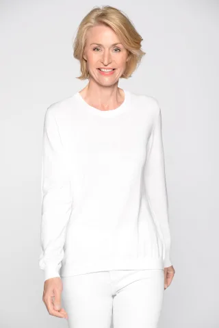 CLARINA - Rdh.-Pullover, 1/1 Arm, uni 102 offwhite - Gr. - 46