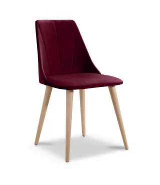 Esszimmerstühle Stuhle 2er Set CAROS Massivholz Buche Stoff Bordeauxrot