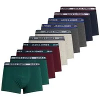 Jack & Jones Boxershorts Set 10er Pack Trunks Boxershorts Stretch Unterhose für Herren (10-St) Baumwolle Normal Fit unifarben atmungsaktiv Pull-on