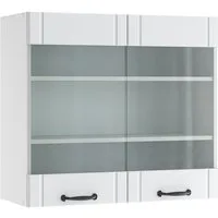 Vicco Glashängeschrank Fame-Line, Weiß Landhaus/Weiß, 80 cm (1-St)