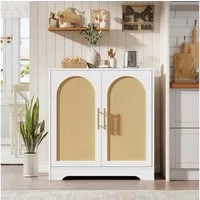GarveeMore Sideboard Sideboard Buffet Schrank mit Aufbewahrung mit Rattan Türen