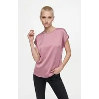 ONLY Kurzarmshirt ONLLIEKE S/S SATIN MIX TOP WVN NOOS regular fit, Web, Polyester, Rundhals, unifarben