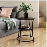Vicco Couchtisch Quebec, Marmor/Schwarz, 50 x 50 cm mit Ablage (1-St)
