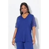 Ulla Popken T-Shirt T-Shirt Ziersteine A-Linie V-Ausschnitt