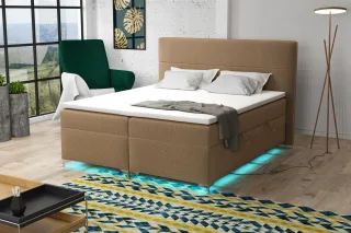 Boxspringbett Schlafzimmerbett CANELA 200x200cm Stoff Monolith inkl.Bettkasten