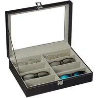 relaxdays Aufbewahrungsbox Brillenbox für 8 Brillen, schwarz