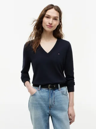 CO JERSEY STITCH V-NK SWEATER Desert Sky - Gr. - S