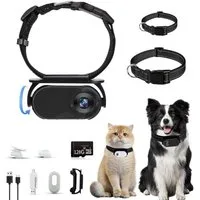 FELIXLEO Überwachungskamera 128G Black Cat Camera Collar Pet Camera with Camera Clips