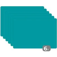 MuchoWow Platzset Blau - Unifarben, (6-St), Platzsets, Tischset, Abwaschbar, Tischsets, Platzdeckchen