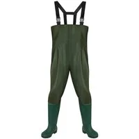 Clanmacy Schutzhose Wathose Anglerhose Wasserdicht Fischer Teichhose Gummi mit Stiefel