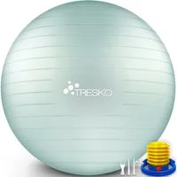 TRESKO Gymnastikball mit GRATIS Übungsposter inkl. Luftpumpe Yogaball, BPA-Frei Sitzball Büro Anti-Burst inkl. Luftpumpe, Fitnessball