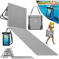KESSER Gartenliege Strandmatte klappbar mit verstellbarer Rückenlehne max. 130 kg, 1 St., Strandliege mit Tragegurt, wasserdichter Handyhülle & Tragetasche, Sonnenliege faltbar für Strand, Garten & Terrasse Liegematte