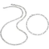 Firetti Schmuckset Multipack Schmuck Geschenk Silber 925 Halskette Armkette Figarokette (Set, 2-tlg)