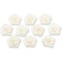 Creativery Streudeko, Satinrosen 3cm zum Basteln & Aufnähen 10 Stück Ivory / Elfenbein