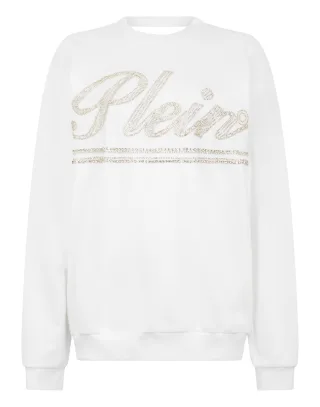Washed Open Back Sweatshirt Strass Signature