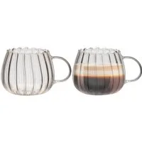 Zoha Glas Riffle Cup 400ml für Kalt- & Heißgetränke, Spülmaschinenfest, Stilvoll, 8-tlg., Borosilikatglas, hitzebeständiges Tassen Set für Kaffee, Matcha, Latte Macchiato, 8 St.