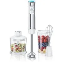 Arendo Stabmixer Edelstahl Pürierstab Set mit Zerkleinerer & Messbecher, Handmixer, 1200 W, 2 Geschwindigkeitsstufen, 4-Klingen, einfache Reinigung, DC Motor