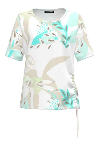 FRANK WALDER - Shirt EXOTIC JUNGLE mit wunderschönem Blütendruck fresh mint/iced coffee/ecru - Gr. - 40