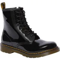 DR. MARTENS 1460 Y Black Patent Lamper Schnürboots Kinder Stiefel, Boots mit logobedruckter Anziehlasche