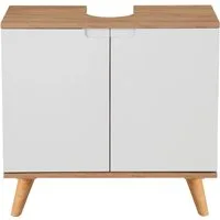 welltime Waschbeckenunterschrank Lund Badunterschrank für wandhängende Waschbecken WC Unterschrank Badezimmerschrank WBU Breite 65cm mit Siphonausschnitt Badschrank