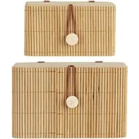 Ib Laursen Holzkiste 2er Set Schachtel Box Kästchen Kiste mit Deckel Bambus Natur Ib