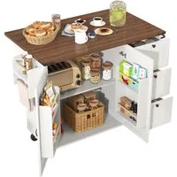 i@home Küchenwagen mit ausziehbarer Arbeitsplatte, Küchenschrank, (Speisewagen mit Holzmaserung, Bis 75 kg belastbar), mit zwei Türen und drei Schubladen