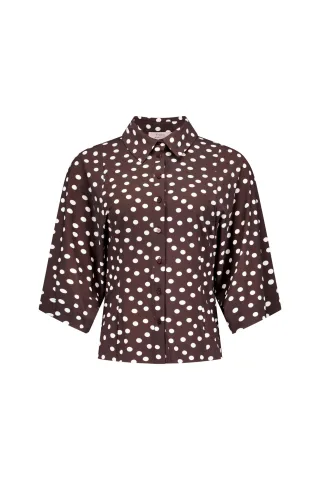 Studio Anneloes - Fabienne dot blouse espresso/ecru - Gr. - S