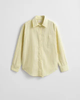 GANT - Relaxed Fit Popeline Bluse mit Streifen vanilla yellow - Gr. - 36